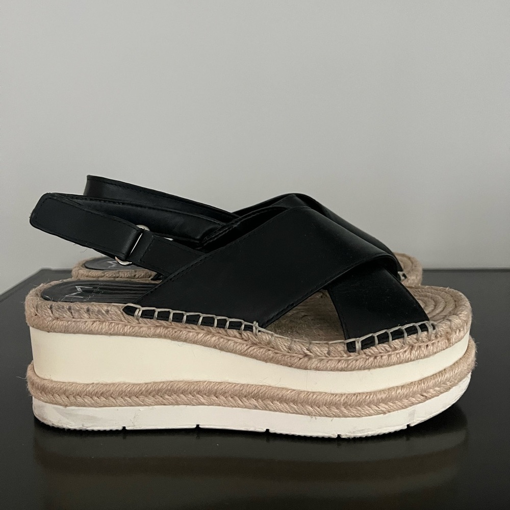 Mark Fisher Wedge Leather Espadrilles - size 8